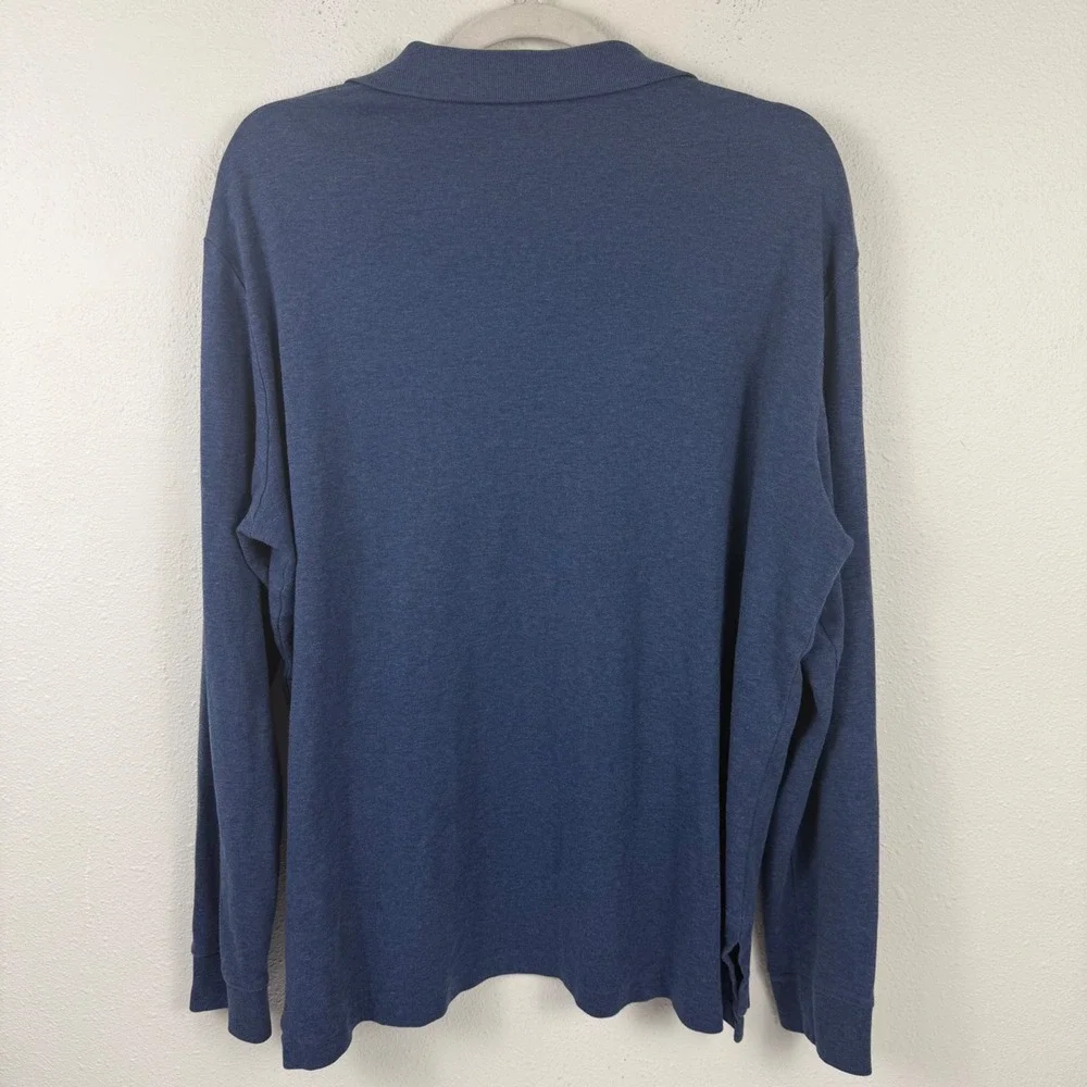Polo Ralph Lauren Mens XL Long Sleeve Polo Shirt Heather Blue Cotton Jersey Logo